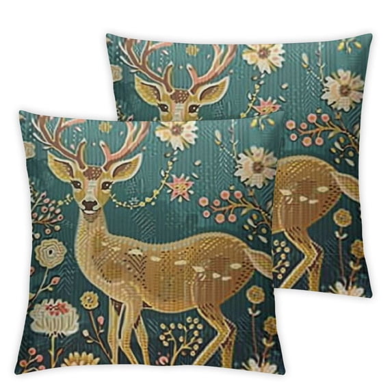 nygtbtfer Pillowcases Decorative Flower deer on Pillowcase Square Cushion for Sofa Bed