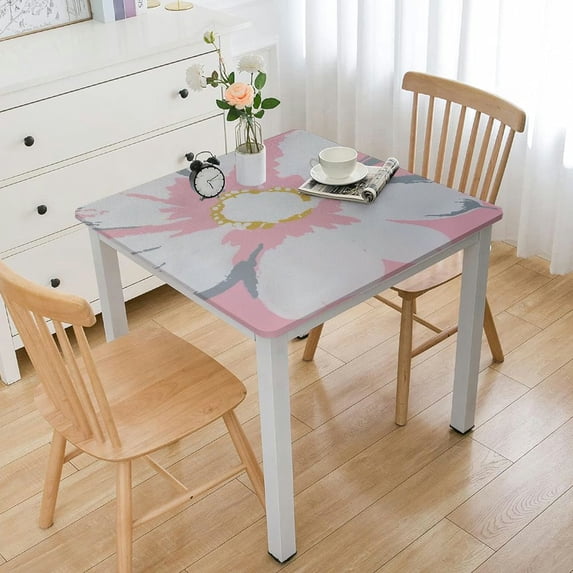 nygtbtfer Pink Daisy Flower Table Cloth Round Spring Reusable Tablecloth Outdoor Tablecloth Table Cover for Kitchen Party Picnic Valentines Decorations