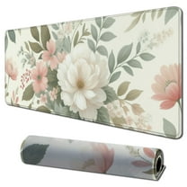 nygtbtfer Pink Flowers Keyboard Pad PC Gaming Desk Mat Desk Mouse Pads Mouse Pad Large, Computer XL Big Mousepad Deskpad Mat with Stitched Edge for Women Home Office Decor 31.5x11.8 in