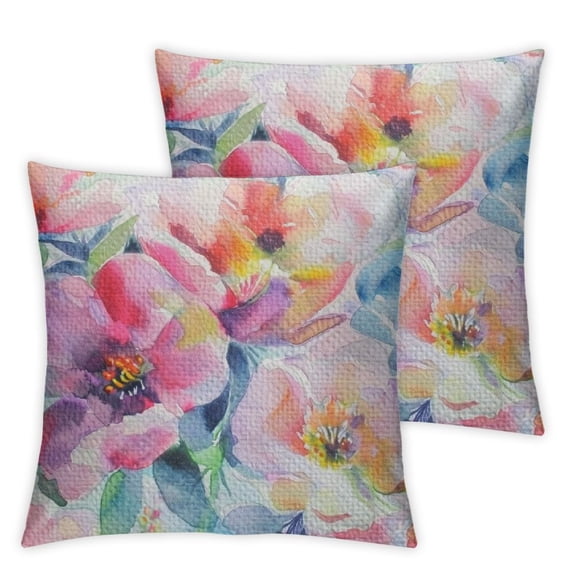 nygtbtfer Pink Flowers Pillowcases Seamless Pattern Art Painting Pillow Case Decorative Throw Pillow Cover for Home Sofa Office White