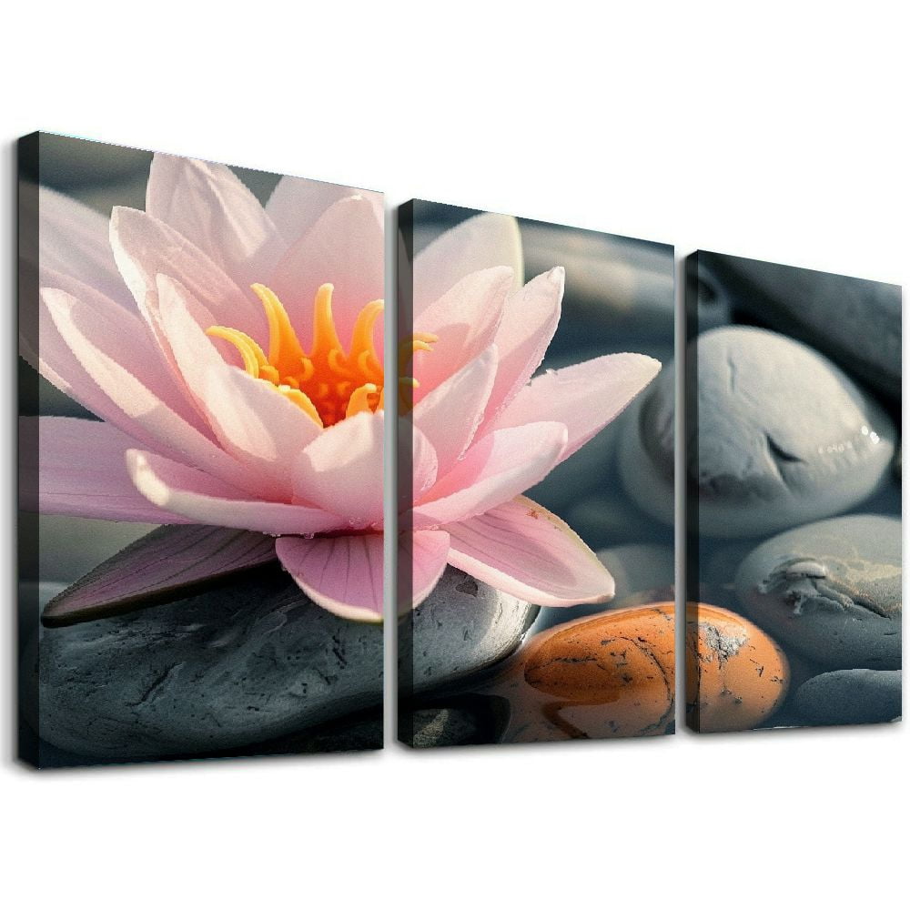 nygtbtfer Pink Lotus Flower Canvas Wall Art and Pink Floral Meditation ...