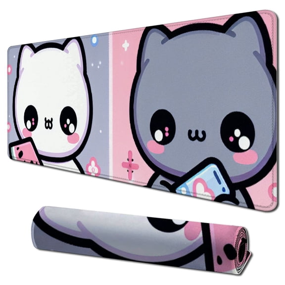 nygtbtfer Pink Mouse Pad Cat XXL Kawaii Gaming Mouse Pad Animal Theme Women Large Rubber Mouse Pad for Desk with Personalized Design for Laptop, Computer PC