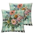 thumbnail image 1 of nygtbtfer  Pioneer Country Farm for Woman Mint Wildflower Gingham Throw Pillow White, 1 of 7