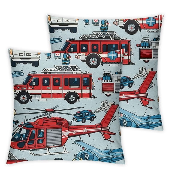 nygtbtfer Police Car Throw Pillow Soft Fire Truck Decorative Throw Pillowcase for Kids Teens Vehicle Pillow Case Cushion Cover Airplane Pattern Red Blue Cushion Case White