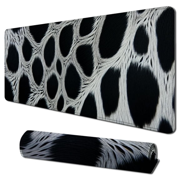 nygtbtfer Print Mouse Pad, Black & White Cow Spots Pattern Mousepad Rectangle Non-Slip Rubber Mouse pad Gaming Mouse Pads 31.5x11.8 in
