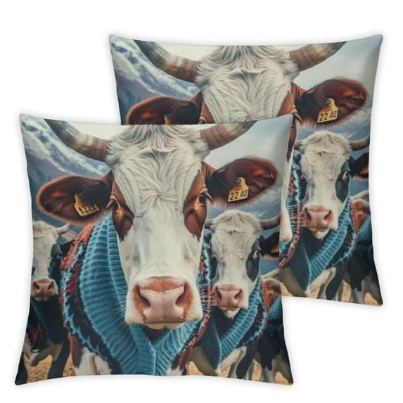 nygtbtfer Printed Cute Farm Animal Cow Square Pillowcases Pillow Case Cushion Garden Cushion Super Soft Pack of 2 for Home Couch Sofa Decorative White