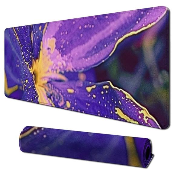 nygtbtfer Purple Gold Marble Mouse Pad, Gaming Mouse Mat with Custom Design, Square Waterproof Mouse Pad Non-Slip Rubber Base MousePads for Office Home Laptop Travel, 31.5x11.8 in