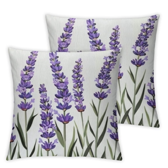 nygtbtfer Purple Lavender Flowers Pillowcases Floral Vector Illustration Art Painting Pillow Case Decorative Throw Pillow Cover for Home Sofa Office  White