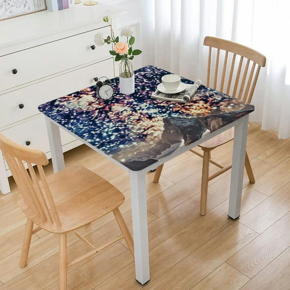 nygtbtfer Purple Tablecloth, Landscape Printed Tablecloth Table Cover Polyester Washable Kitchen Restaurant Party, Gift for Birthday, Anniversary, Valentine's Day, 52*52