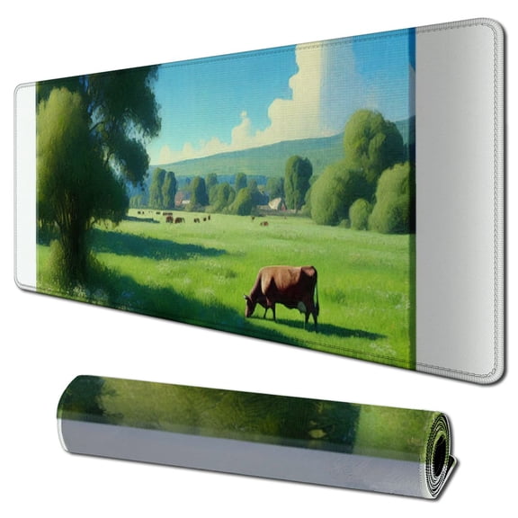 nygtbtfer RGB LED Gaming Mouse Pad, Funny Cow in Modes Glow Pad, Extra Large Gaming Mousepad, Rubber Non Slip Extended Mouse Pad Mat for Gamer Office Home