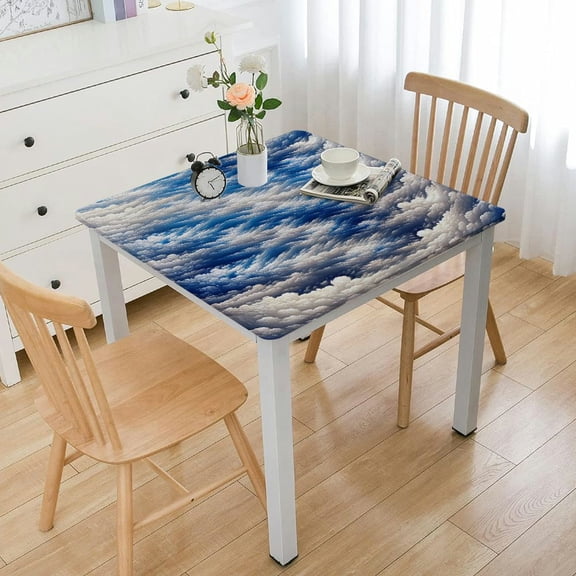 nygtbtfer Rectangle Blue White Tablecloth Stainproof Tablecloths,Wipeable Table Cloth Wrinkle-Free for Round/Rectangle/Oval/Square/Party,Summer Coastal Nautical