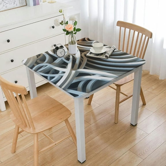 nygtbtfer Rectangle Tablecloth Stainproof Tablecloths, Wipeable Table Cloth for Round/Rectangle/Oval/Square/Dining/Party/Wedding, Grey White Contemporary Minimalist Art