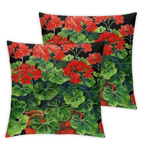 nygtbtfer Red Geranium Decor Throw Pillow Covers Potting Decorative Pillow Case Cushion Covers with Welcome Words for Sofa (Red Geranium) White