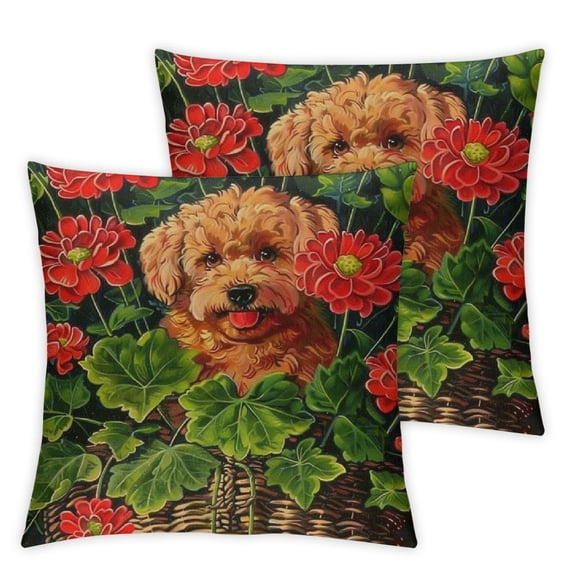 nygtbtfer Red Geranium Flowers Rustic Potted Plants with Welcome Words Throw Pillow Cases for Outdoor Garden Chair Summer Decorative White
