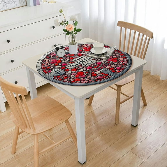 nygtbtfer Red Table Cloth, Fitted Tablecloths with , Wipeable Table Cover for Kitchen Wedding