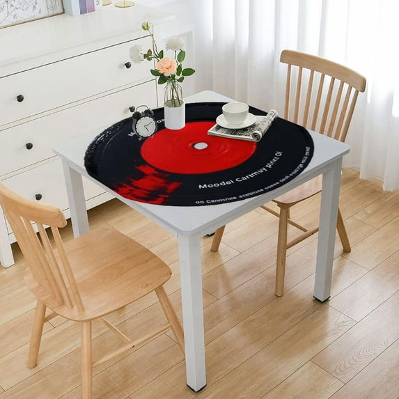 nygtbtfer Red Vinyl Record Round Tablecloth Table Cloth Polyester Tablecloth Table Cover for Kitchen Outdoor Party Picnic