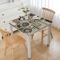 thumbnail image 1 of nygtbtfer , Reusable Table Cloth Round Fitted Vinyl Tablecloth with Elastic Edged for Parties Outdoors,Abstract Minimalist Texture Brown, 1 of 7