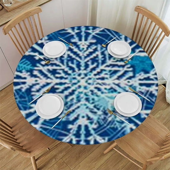 nygtbtfer Round Elastic Tablecloth Christmas Elastic Edge Fitted Table Cover Fits Tables 42-46