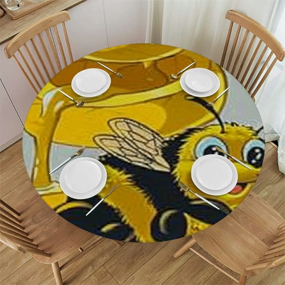 nygtbtfer Round Fitted Tablecloth with Elastic Edge,Branch of Tree Print Polyester Table Cover, Large, Fit Round Table for Wedding Party Dining Banquet 42-46