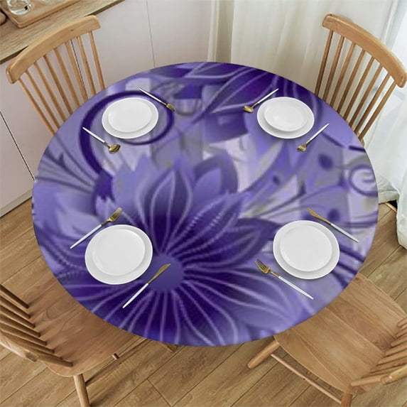 nygtbtfer Round Fitted Tablecloth with Elastic Edge, Mystical Flowers Round Table Cover Home Decorative Tablecloth for Dining Table Dinner Party Family Gathering,Fit for Round Tables 54-58