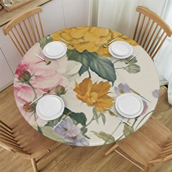 nygtbtfer Round Tablecloth Elastic Table Cover for Kitchen Dining Picnic Party 46-50