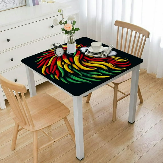 nygtbtfer Round Tablecloth, Table Cloth, Jamaican Rasta Flag Rastafarian Reggae Lion Washable Table Cover with for Restaurant, Picnic, Wedding, Indoor and Outdoor Dining