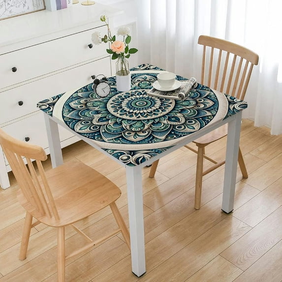 nygtbtfer Round Tablecloth, Waves in The Ocean Pattern Abstract Illustration in Blue Shades Simplistic , Circle Table Cloth Cover for Dining Room Kitchen Decoration