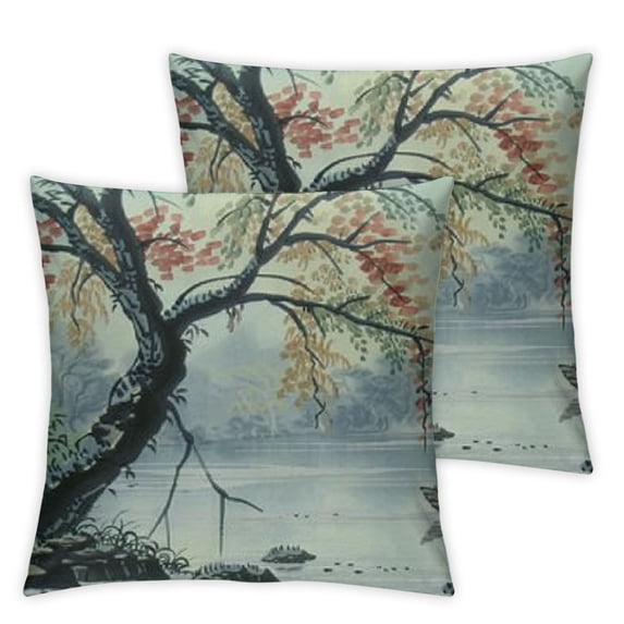 nygtbtfer , Scenic Throw Pillows Farmhouse Decorative Pillowcase for Home Sofa Bedroom Outdoor White 24x24in