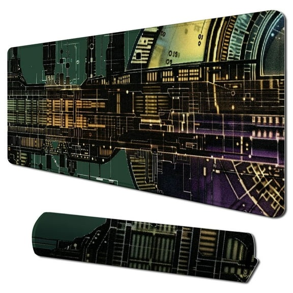 nygtbtfer Sci-fi Control Console Display Desk Mat, Large Mouse pad for Desk, Gamer Mouse pad, Laptop Pad Mat, Game Mat, Gaming Computer Accessories, Gaming Room Decor, SciFi Gift KMH 31.5x11.8 in