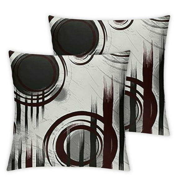 nygtbtfer Set of 2 Throw Pillow Covers Modern Abstract Wine Red Stripes Gray Black White Acrylic Bold Grey Decorative Pillow Cases Home Decor Square  Pillowcases 12x12in