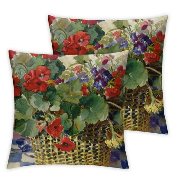 nygtbtfer Set of 2 Basket Pillow Covers Flower Outdoor Square Indoor Decorative Throw Pillows White