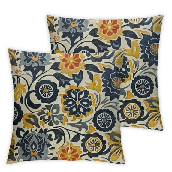 nygtbtfer Set of 2 Carpet Pattern Decorative Throw Pillows Outdoor PillowCase Square Linen Cushion Case Decor for Sofa Couch Bed White