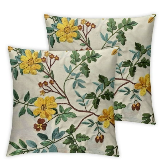 nygtbtfer Set of 2 Embroidered Decorative Throw Pillow Covers Couch Square Pillowcases Cushion for Bedroom Sofa Farmhouse Decor White