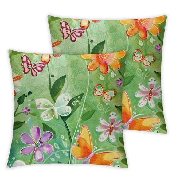 nygtbtfer Set of 2 Pillow Covers Flower Outdoor Square Indoor Decorative Throw Pillows White
