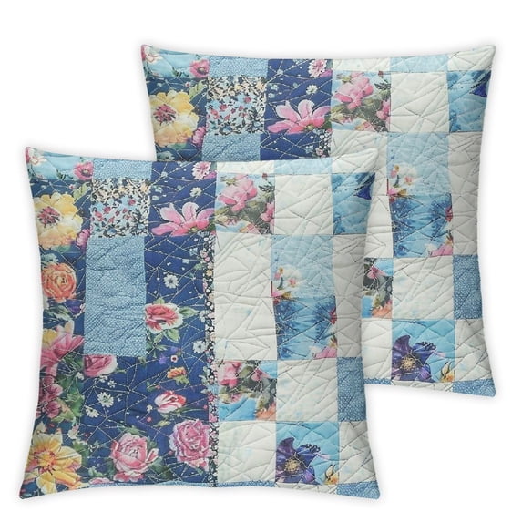 nygtbtfer Set of 2 Throw Pillow Covers Country Decorative Cushion Cover, Flower F White
