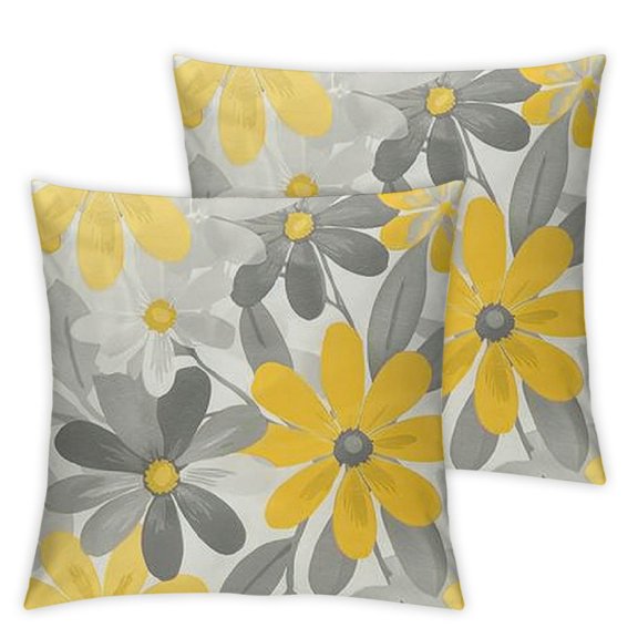 nygtbtfer Set of 2, Yellow Grey Decor Pillowcases Throw for Sofa Decorations for Home White