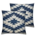 thumbnail image 1 of nygtbtfer  Shepardsville Decorative Throw Pillow Cover - Sofa Couch Cushion Cover - Boho Farmhouse Lumbar Pillow Cover  Dark Blue, Off White - Square  White, 1 of 7