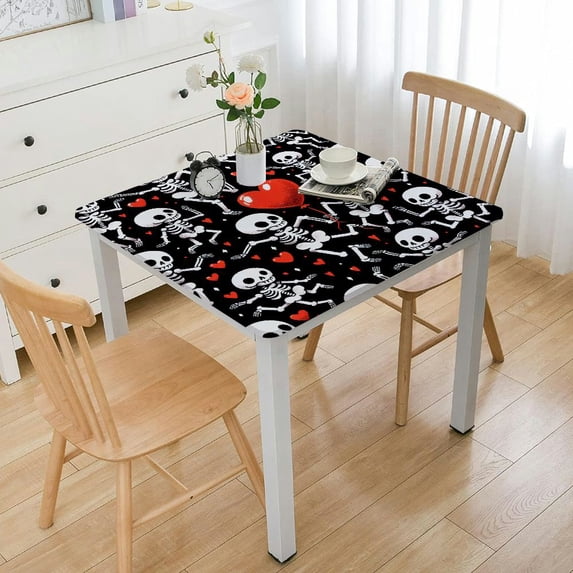 nygtbtfer Skeleton Heart- Table Cloth tableCloths Reusable Table Covers Durable Picnic Mat Outdoor Table Cloths Cover Protector for Parties Kitchen Dining Elastic Edge