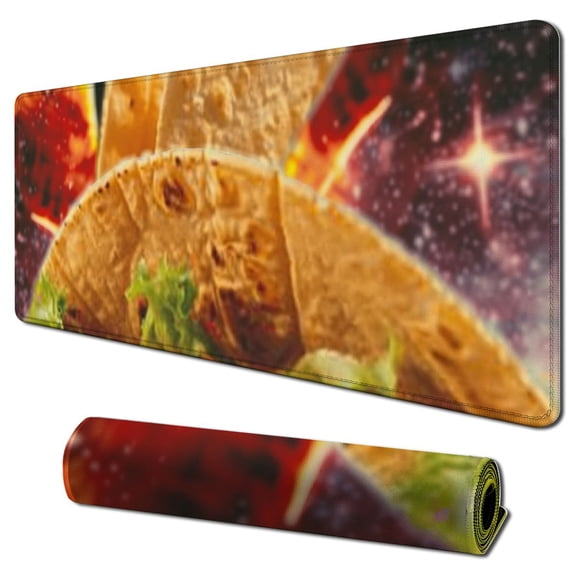 nygtbtfer Small Mouse Pad for Kids, Mouse Pads, Non-Slip Rubber Base Mousepad with Stitched Edge,Washable Mousepads with Lycra Cloth (Space Taco Cat) 31.5x11.8 in