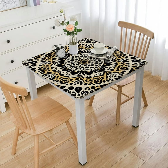 nygtbtfer Small Tablecloth, Brown Washable Polyester Table Cloth for, African Leopard Print Art, for /Parties/Home, Brown White