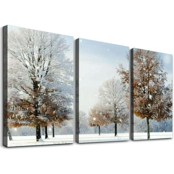 nygtbtfer Snowy Trees In Winter White Sky Artistic Landscape graph Art Print Stand or Hang Wood Frame Display Poster Print 12x16x3pcs