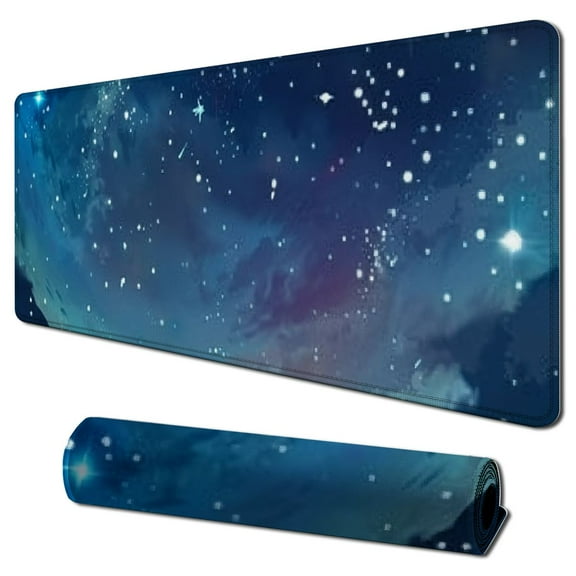 nygtbtfer Space Desk Mat Nebula View Cute Desk Pad Deep Dark Blue Large Mouse Pad Extended Gaming Mousepad XL Laptop Keyboard Mouse Mat 31.5x11.8 in
