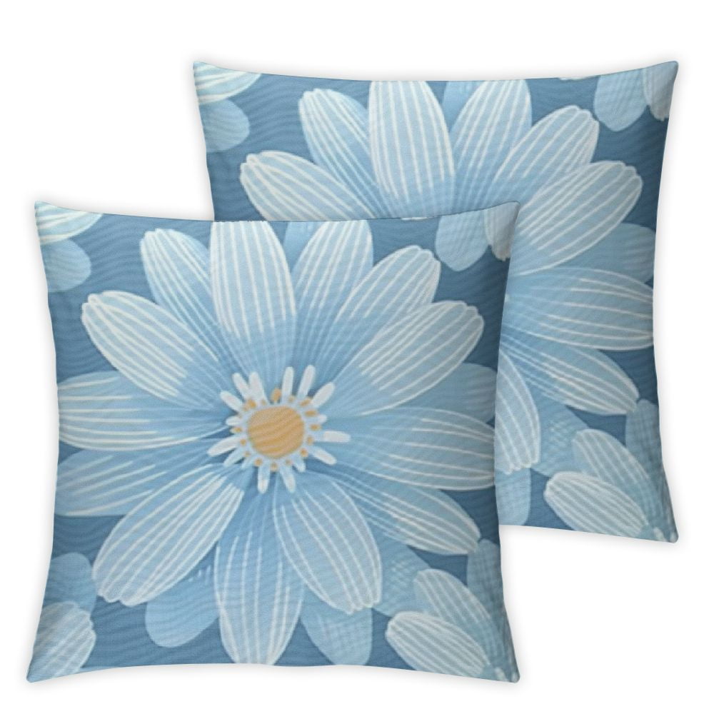 nygtbtfer Spring Daisy Flower Pillow Covers Set of 2 Summer Blue Floral