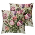 thumbnail image 1 of nygtbtfer Spring Decorations Pink Tulip Spring Pillow Covers Set of 2 Throw Pillow Case Market Farmhouse Cushion Cover for Home Sofa Couch White, 1 of 7