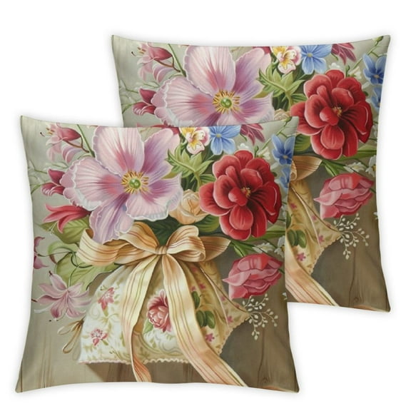 nygtbtfer Spring Floral Throw Pillow Pink Flowers Mothers Day Decorative Pillows for Couch Sofa Bed Home Decor Set of 2 White