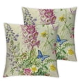 thumbnail image 1 of nygtbtfer Spring Floral Throw Pillow  Set of 2Garden Flower Butterfly Decorative Pillows Case Polyester Linen Cushion Covers for Couch Sofa Garden Patio Decor 20x20in, 1 of 7