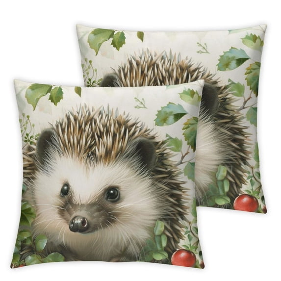 nygtbtfer Spring Forest Animals Throw Pillow Deer Rabbit Bear Green Leaves Decorative Pillows Soft Velvet Cushion Cases for Couch Sofa Bed Home Decor Set of 2 White