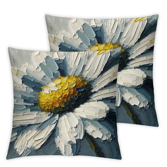 nygtbtfer Spring Pillow Covers, Floral Daisy Bloom with Grace This is Our Striped Blue Farmhouse Decorative Throw Pillowcases for Home Sofa Couch Decoration White