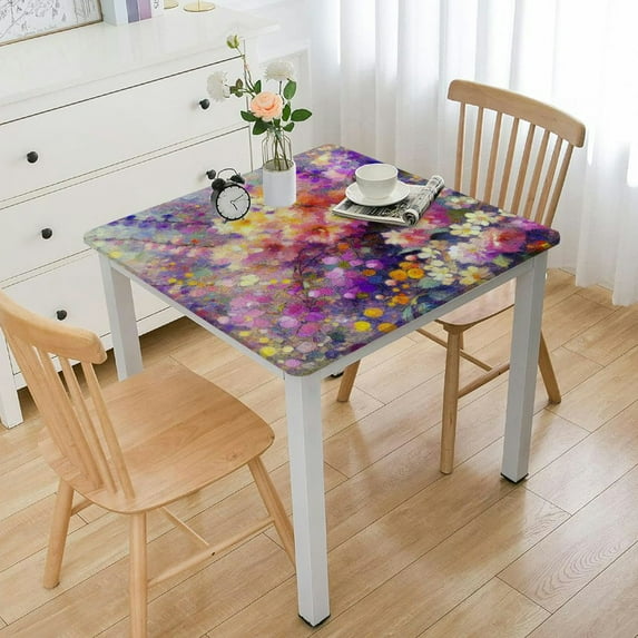 nygtbtfer Spring Watercolor Flower Blossom  Table ,Fitted Tablecloth for Table Washable Elastic Stretch Patio Tablecloths,Pastoral Gradient Floral Art Table Cloth for Cocktail Wedding
