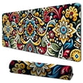 thumbnail image 1 of nygtbtfer Square Aesthetic Mouse Pad,Office Home Mouse Mat Design,Waterproof Ethnic Mouse pad,Non-Slip Rubber Base Computer Mouse Pads for Wireless Mouse,Abstract Floral Circles 31.5x11.8 in, 1 of 6